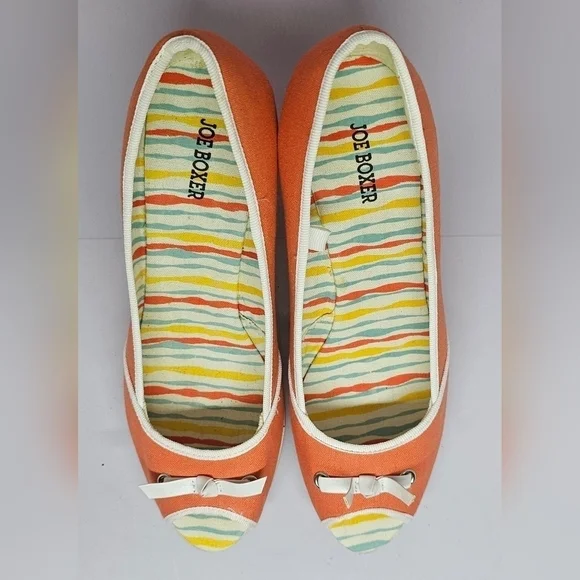 Joe Boxer Women's Orange Canvas Wedges Size 9 - Picture 10 of 11